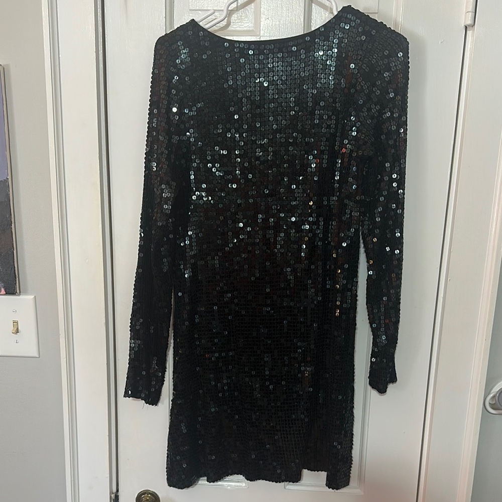 Anthropologie Velvet brand Black Sequin Long Sleeve Dress - Picture 3 of 3